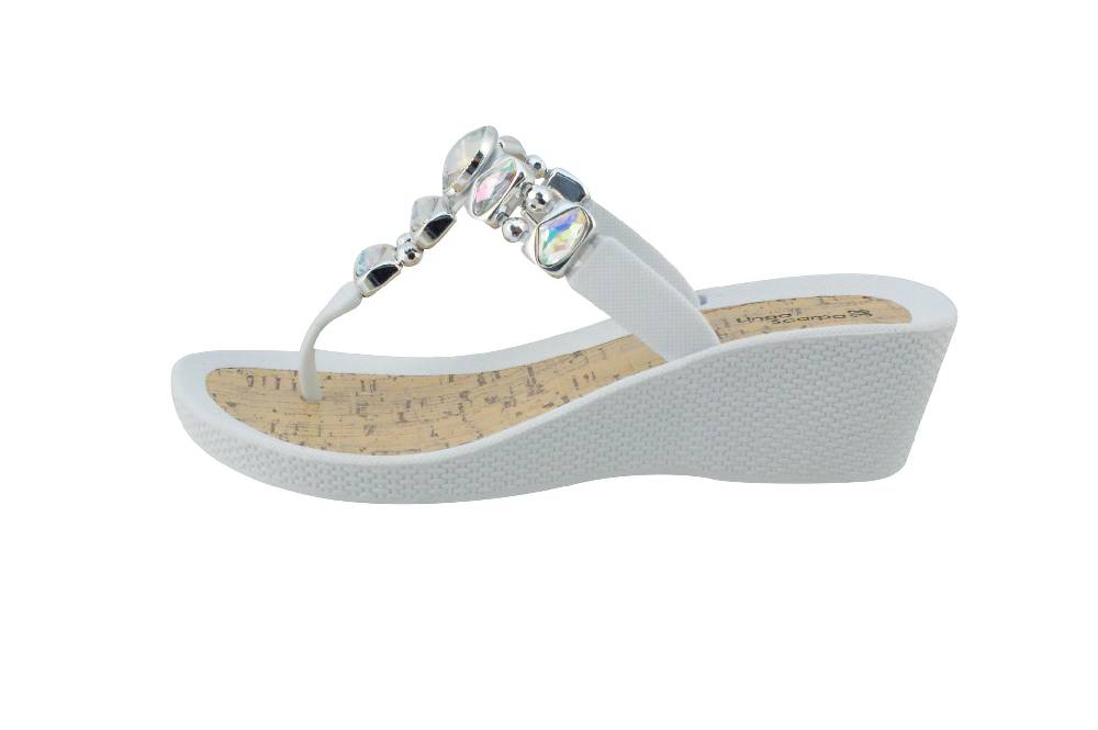 Beachandstreet Linea Scarpa • Strandschuhe Frauen • Grado • Glamour Zehentrenner weiß mit Wedge-Absatz Top Angebot