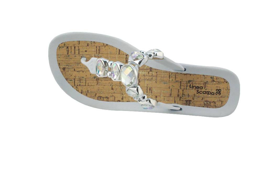 Beachandstreet Linea Scarpa • Strandschuhe Frauen • Grado • Glamour Zehentrenner weiß mit Wedge-Absatz Neuheiten