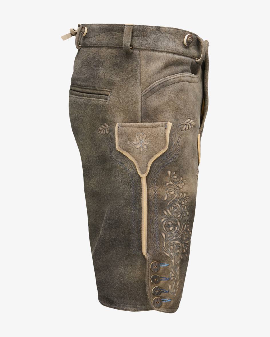 LODENFREY Wiesnlederhose kurz aus Ziegenleder Günstiger Verkauf