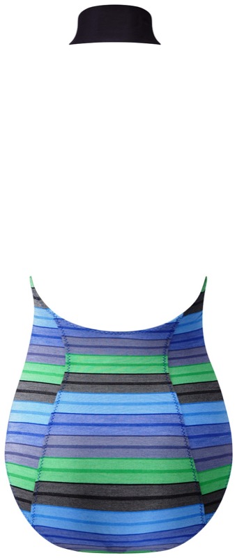 SALE Lisa Marie Streifen Badeanzug Navy Green Im Verkauf
