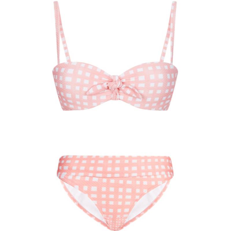 BIKINIS Maldives Padded Bügel Bandeau Bikini Pink Weave Große Rabatte