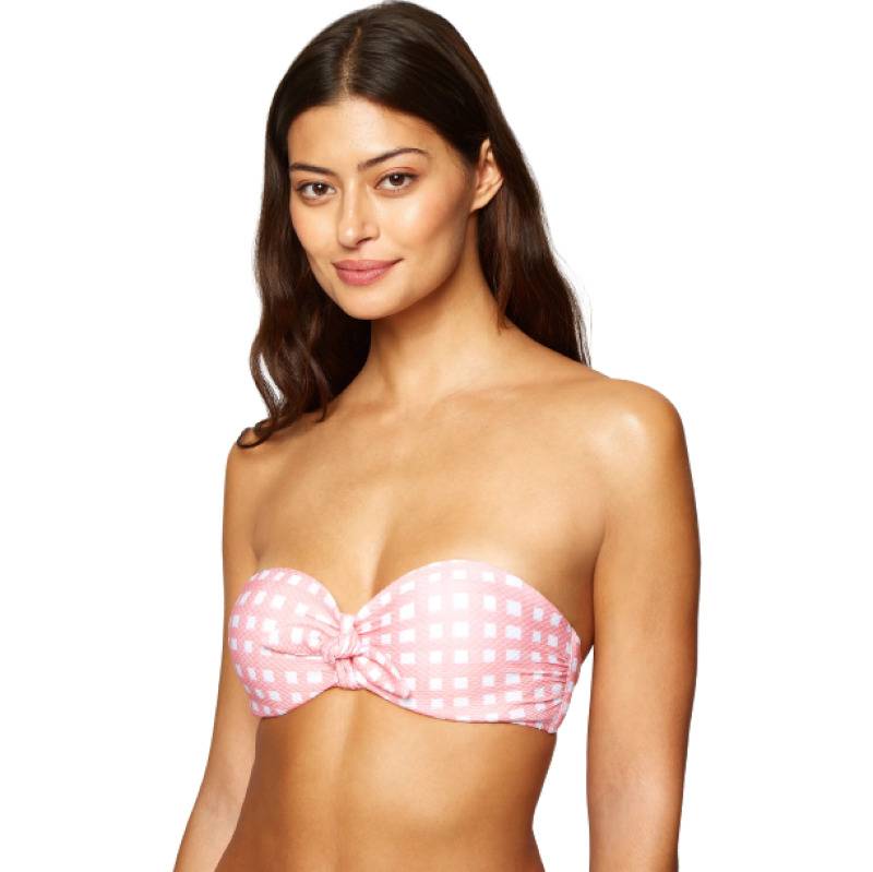 BIKINIS Maldives Padded Bügel Bandeau Bikini Pink Weave Große Rabatte