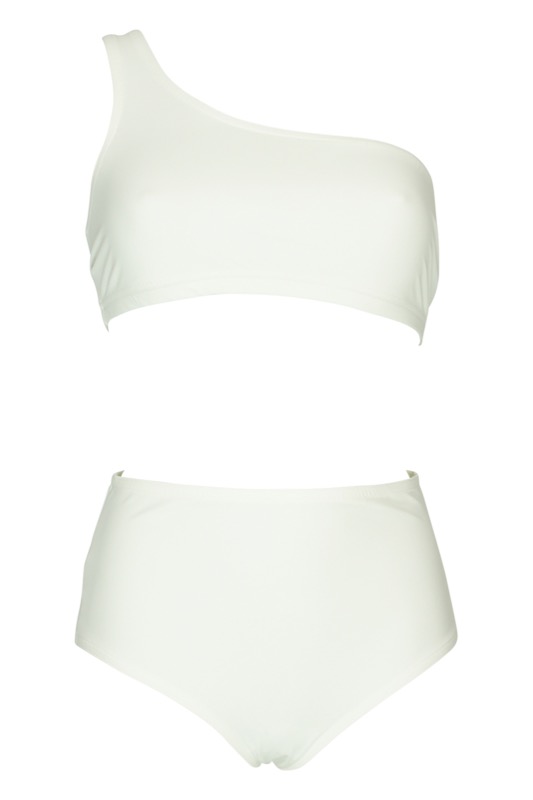 NEUHEITEN Basic Asymmetrischer Bikini weiß Günstiger Verkauf