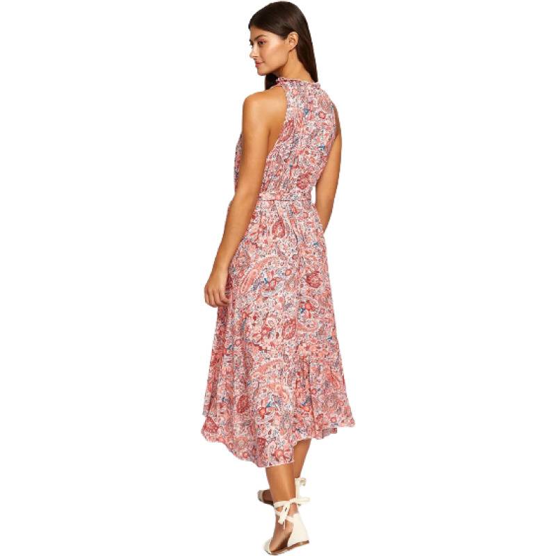 NEUHEITEN Coral Paisley Midikleid Sonderangebot der Fabrik
