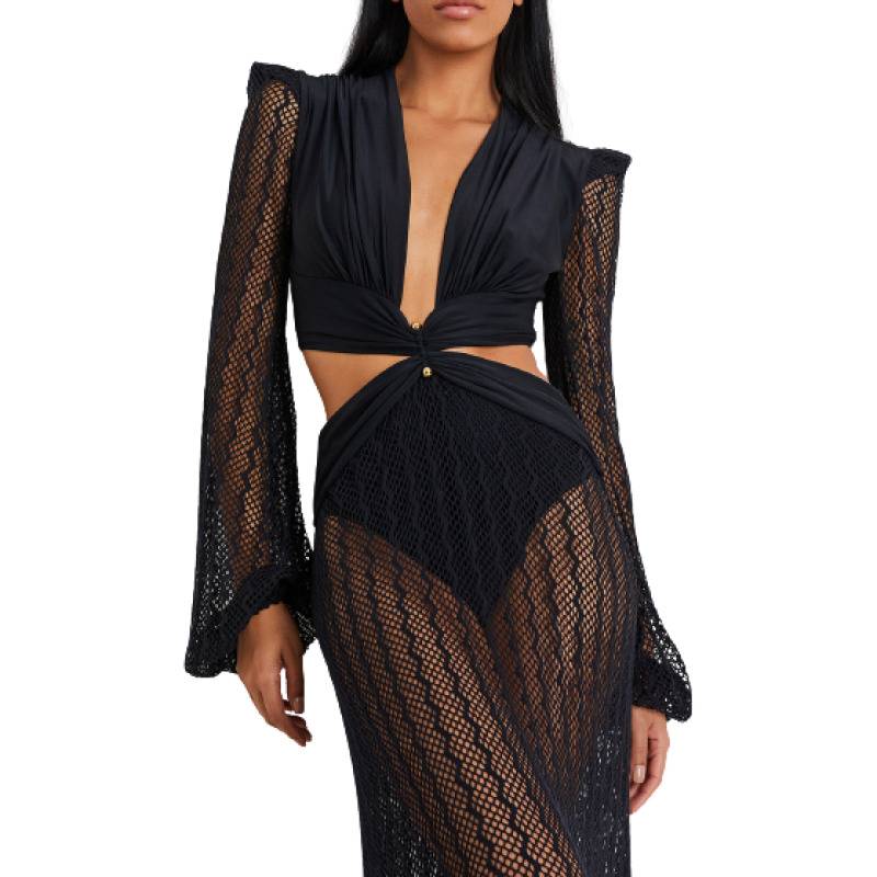 NEUHEITEN Cut-Out Kleid Schwarz 50% Rabatt mit kostenlosem Versand