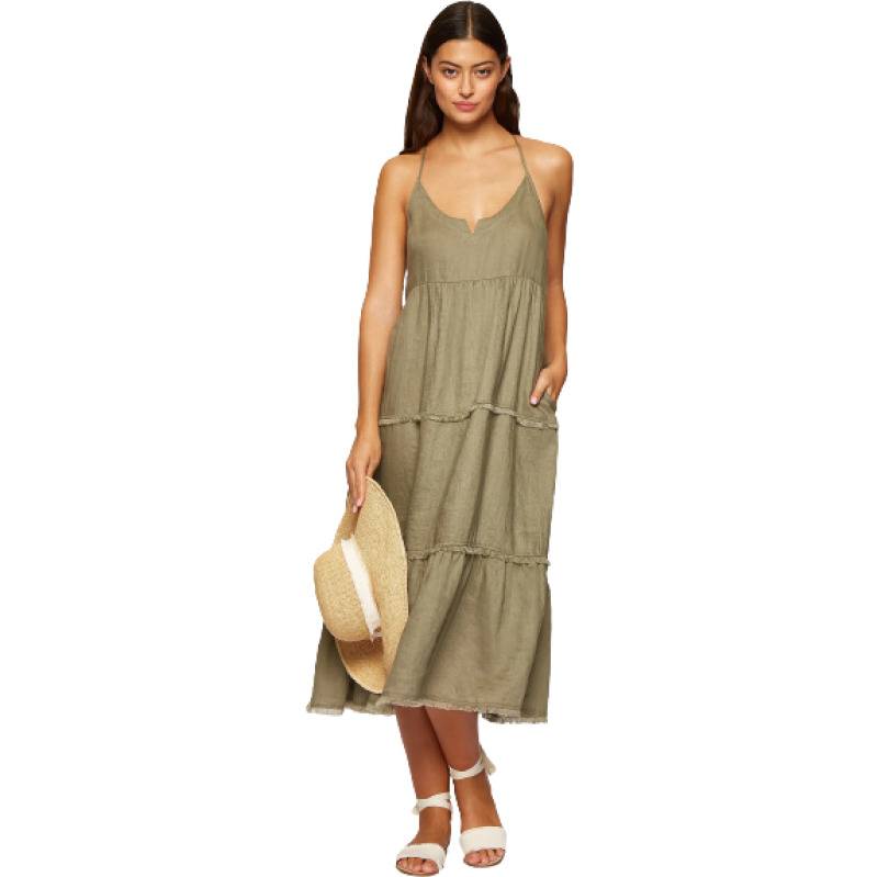 NEUHEITEN Gestuftes Kleid Olive Meist gekauft