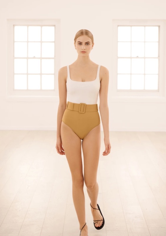 NEUHEITEN Cassandra Bügel Badeanzug Creme/Sand Tiefpreis