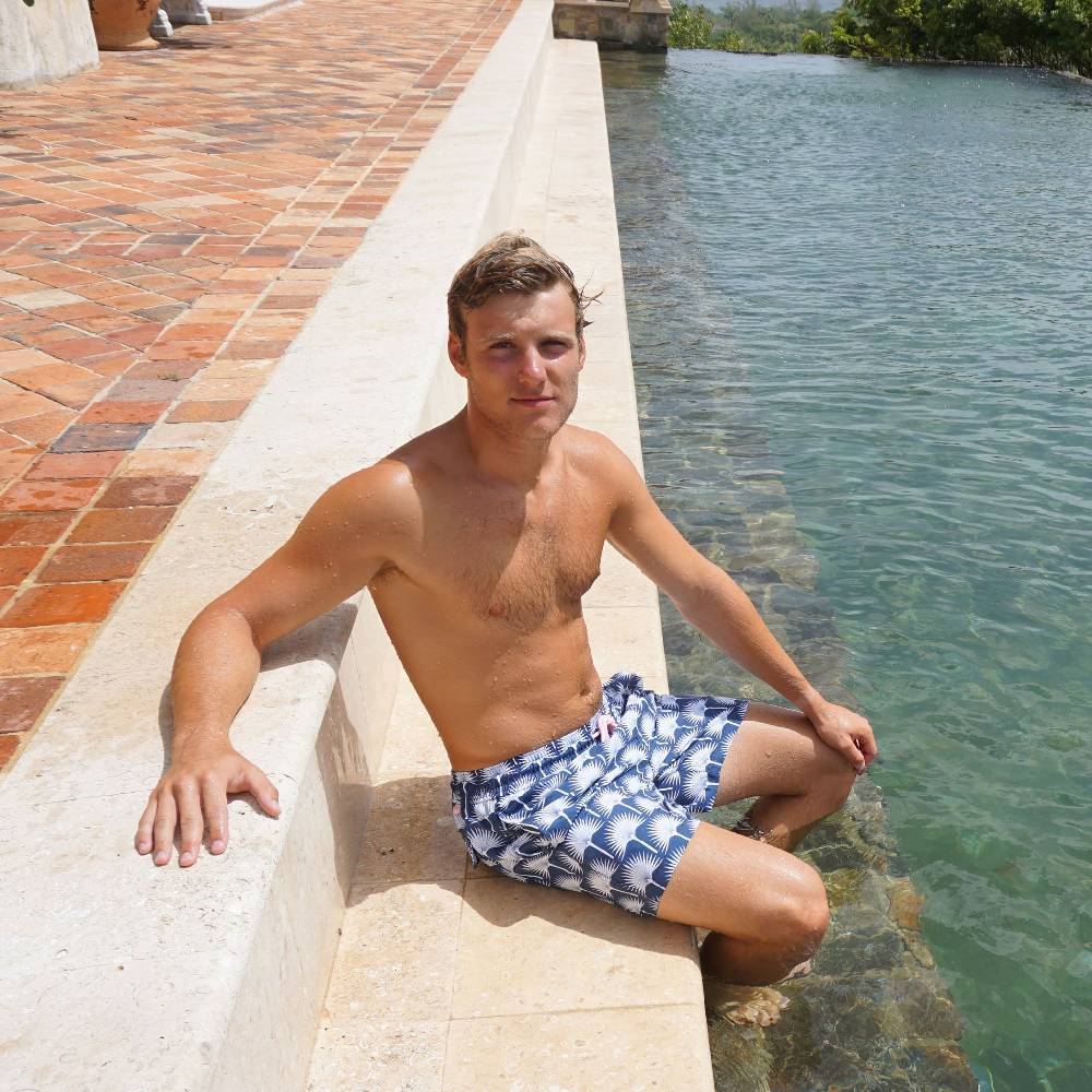 HERREN Badehose Palme in dunkelblau Zeitbegrenzte Promotion