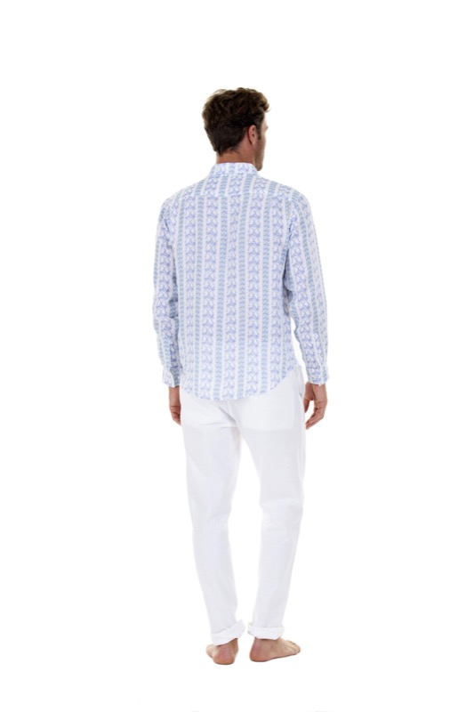 HERREN Leinenhemd mit Streifen in blau Nur für heute