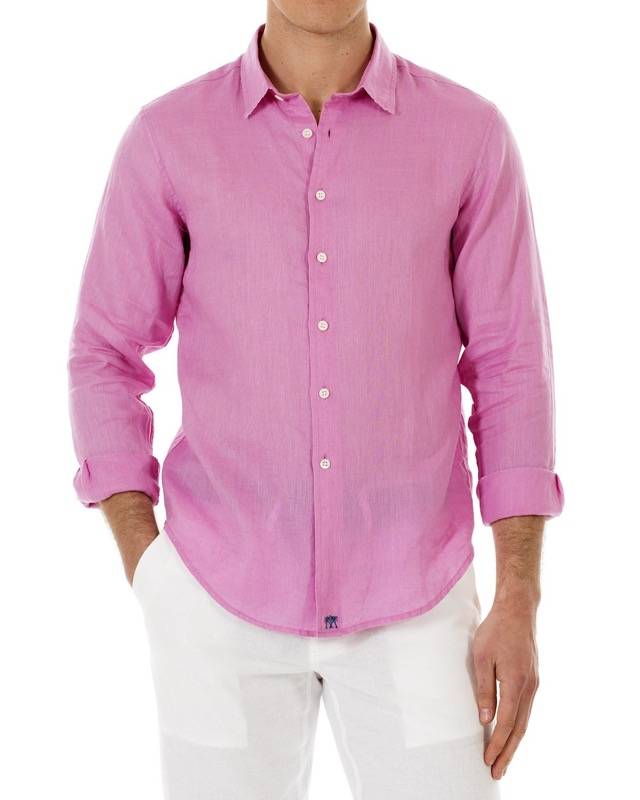HERREN Leinenhemd in rosa Nur noch ein Tag übrig
