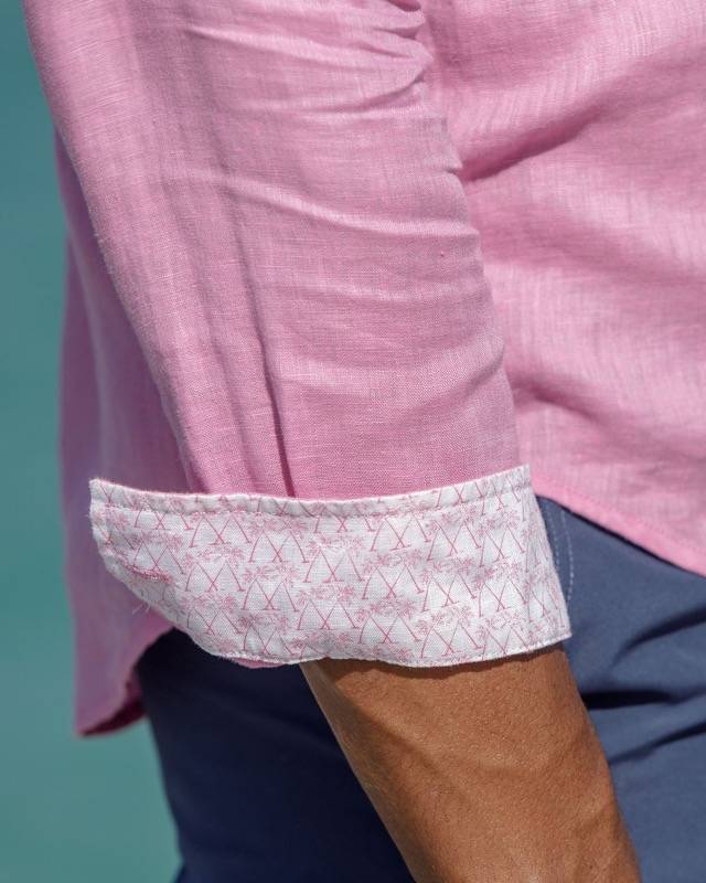HERREN Leinenhemd in rosa Nur noch ein Tag übrig