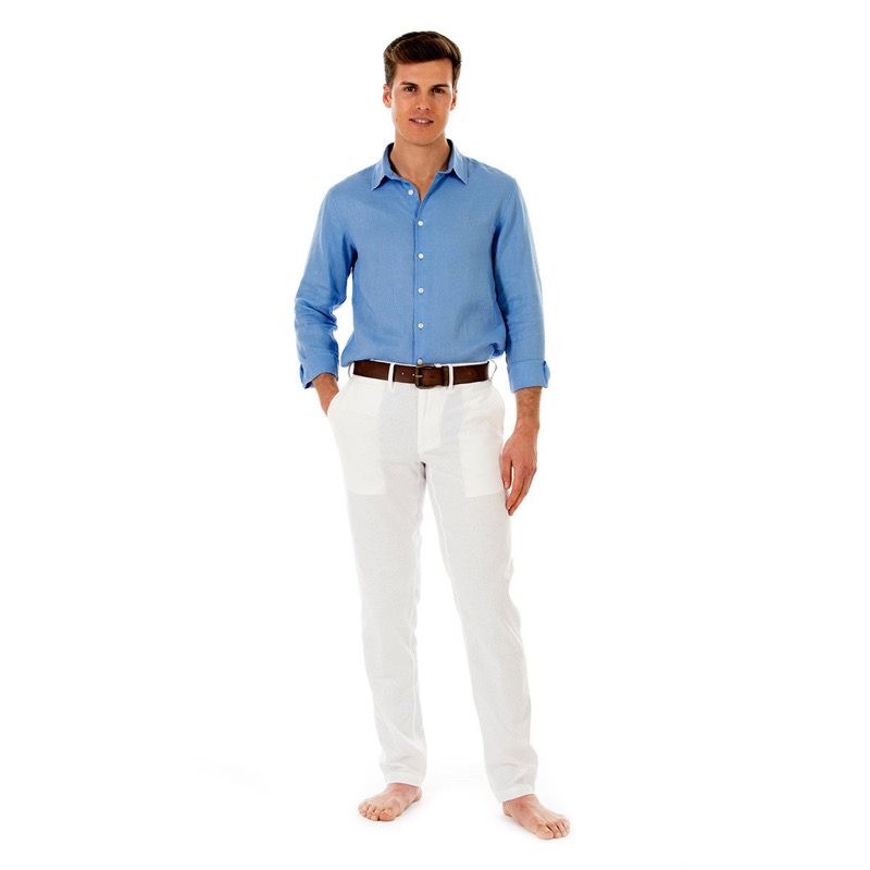HERREN Leinenhose in weiß Speichern exportieren