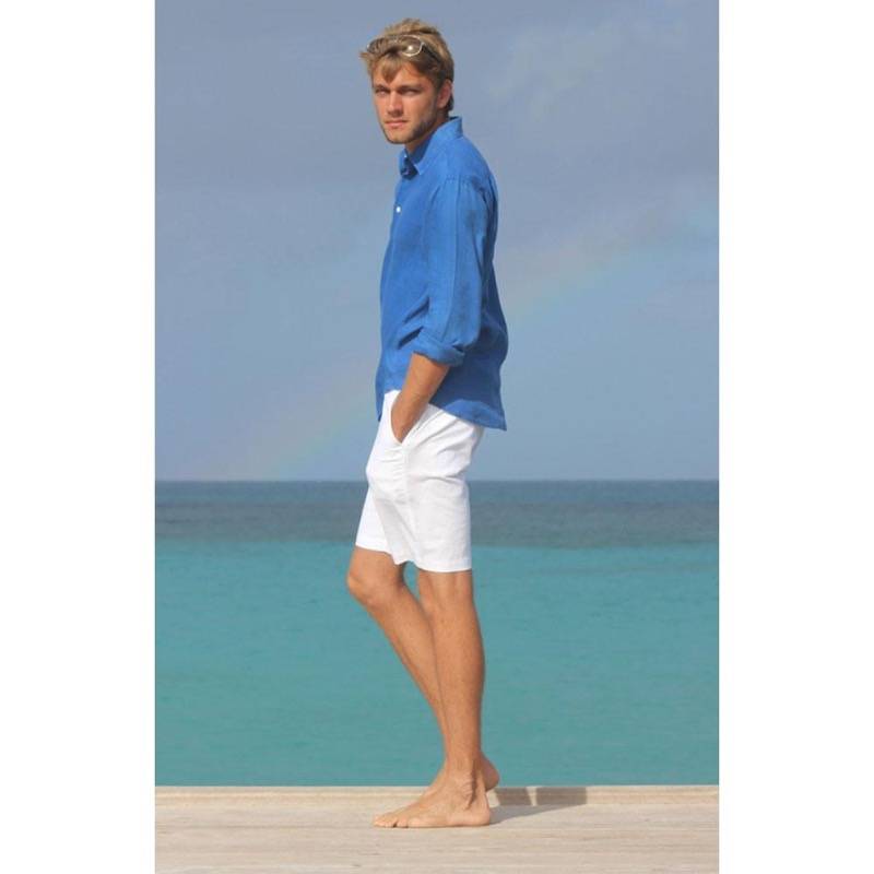 HERREN Leinen Short weiß Im Verkauf