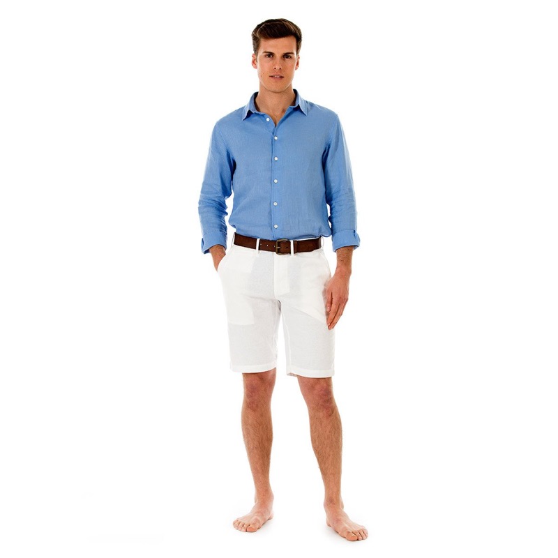 HERREN Leinen Short weiß Im Verkauf