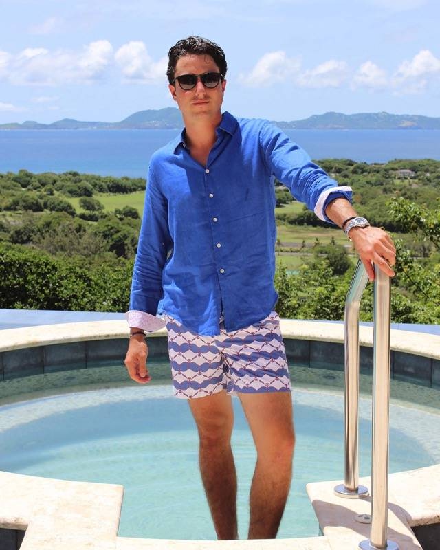HERREN Leinenhemd in blau zollfrei