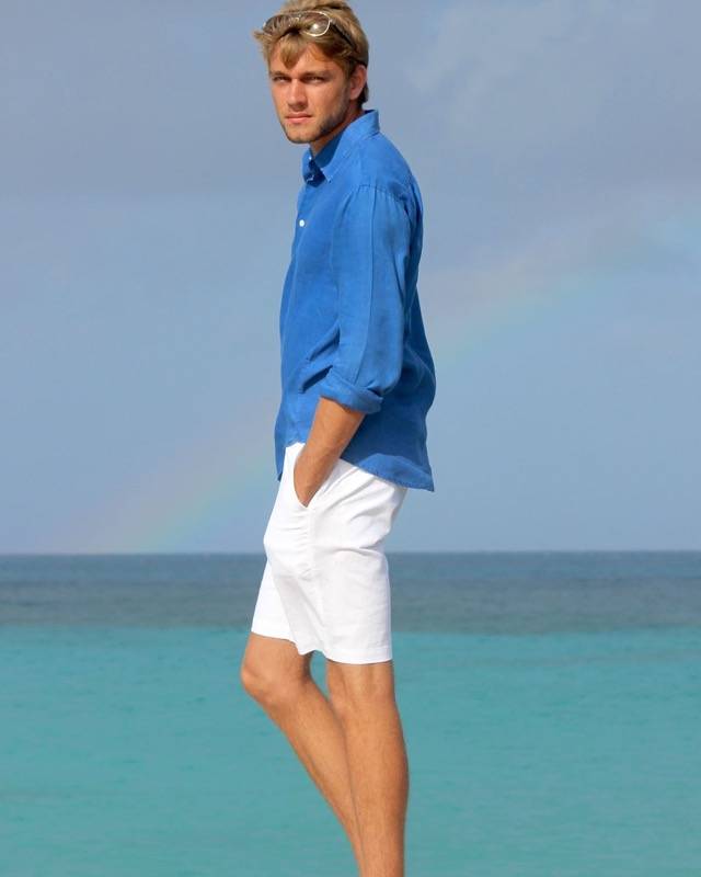 HERREN Leinenhemd in blau zollfrei