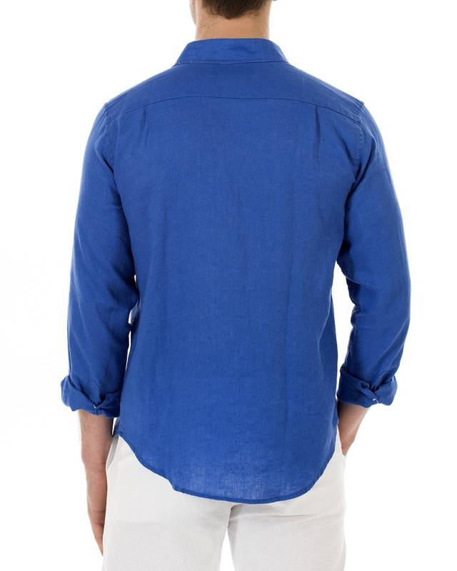 HERREN Leinenhemd in blau zollfrei