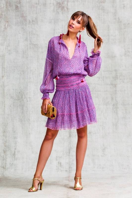 SALE Clara Minikleid in Pink Geo Flower Meist gekauft