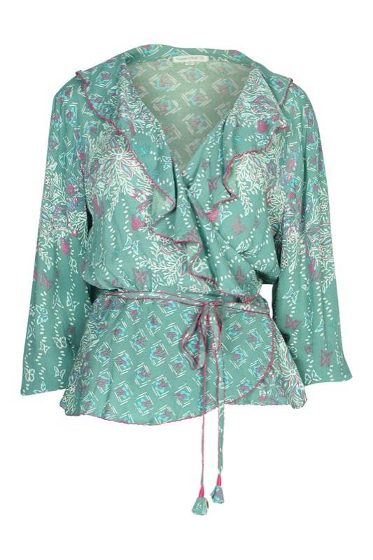 SALE Elise Wickel-Bluse in Green Butterfly Fabrik Onlineshop