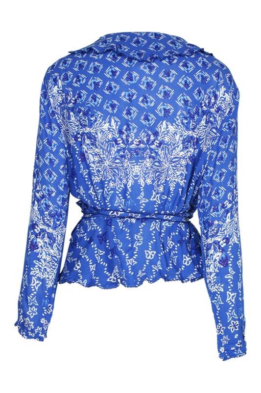 SALE Elise Wickel-Bluse in Blue Butterfly Sonderangebot