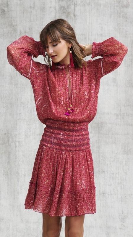 SALE Clara Minikleid in Red Geo Flower Rabatt