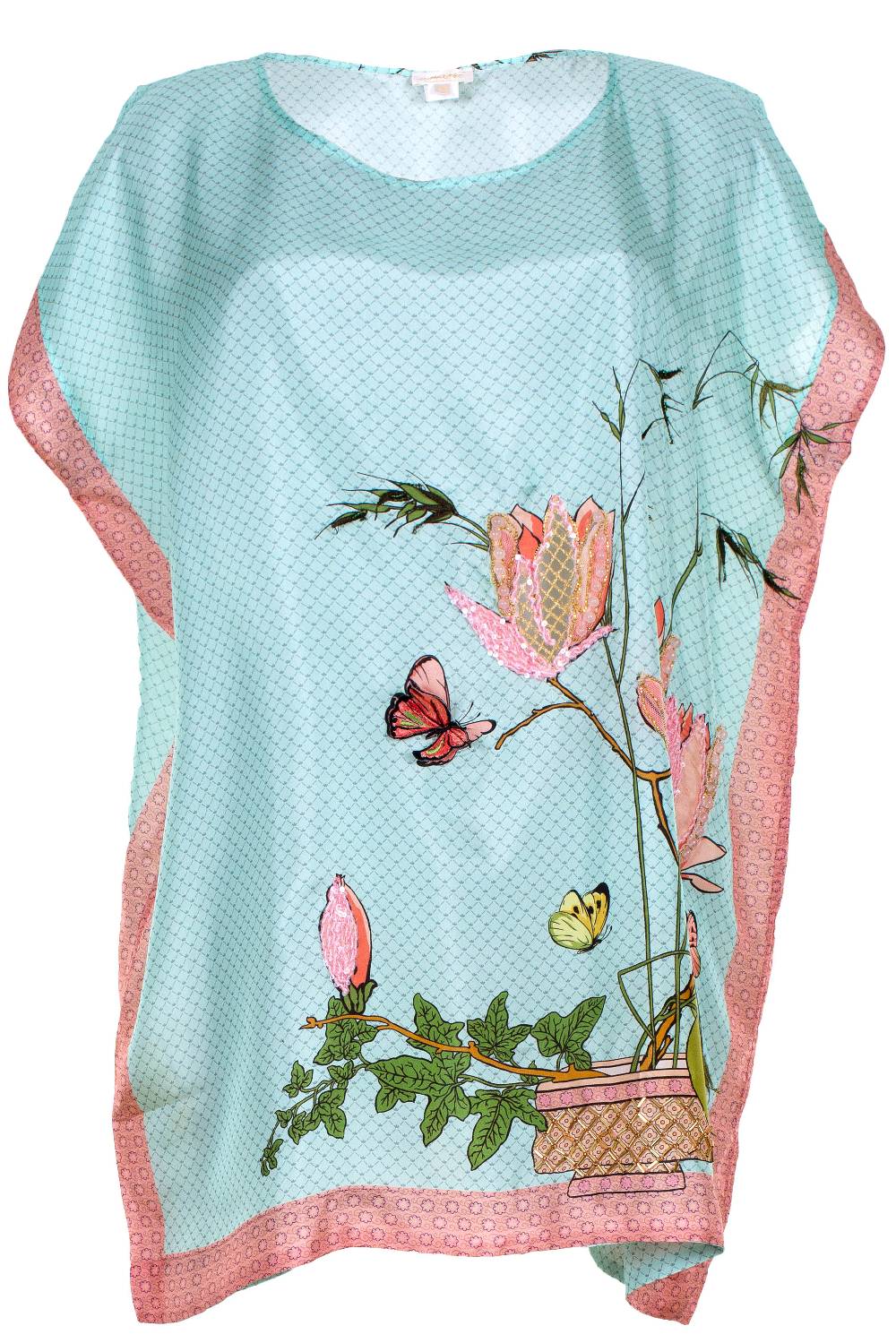 RESORTWEAR Bestickter Poncho aus Seide Vatertagsangebot