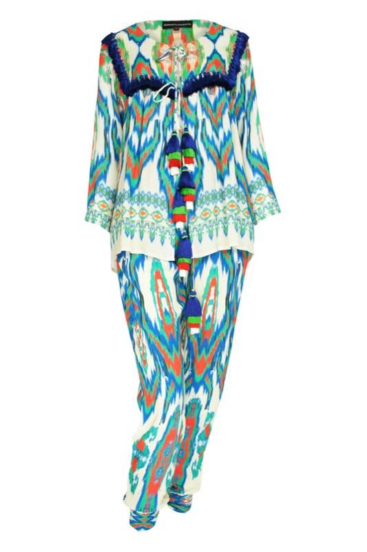 RESORTWEAR Ikat Hose in Grün mit Quasten Kostenlose Rückgabe