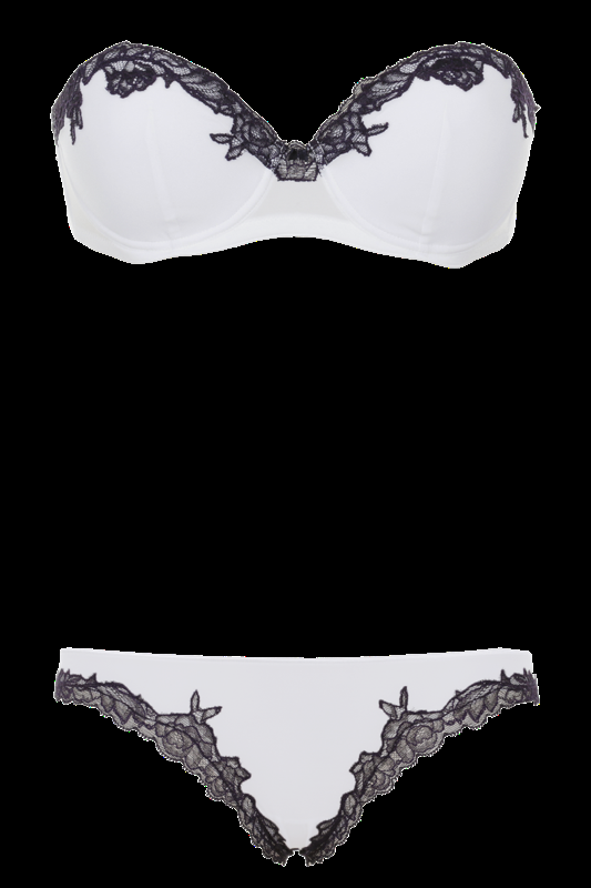 LINGERIE Bangkok gefütterter Bandeau BH in Off-Weiß mit navyfarbener Spitze Bis zu 60% Rabatt