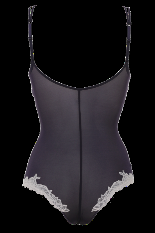 LINGERIE Brunico gefütterter String Body in Navy mit puderfarbener Spitze Bis zu 65% Rabatt