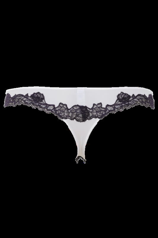 LINGERIE Boston String in Off-Weiß mit navyfarbener Spitze Nur für heute