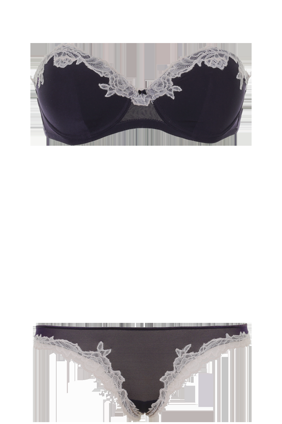 LINGERIE Bangkok gefütterter Bandeau BH in Navy mit puderfarbener Spitze Bis zu 55% Rabatt