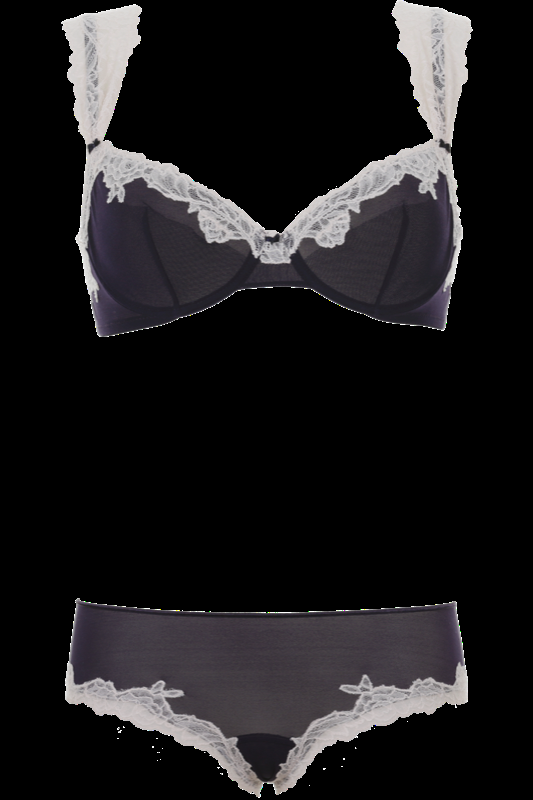 LINGERIE Ungefütterter Bügel-BH in Navy mit puderfarbener Spitze Nur noch ein Tag übrig
