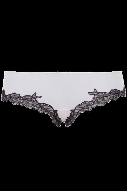 LINGERIE Baltimora Panty in Off-Weiß mit navyfarbener Spitze Speichern exportieren