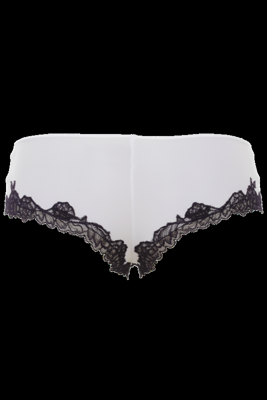 LINGERIE Baltimora Panty in Off-Weiß mit navyfarbener Spitze Speichern exportieren