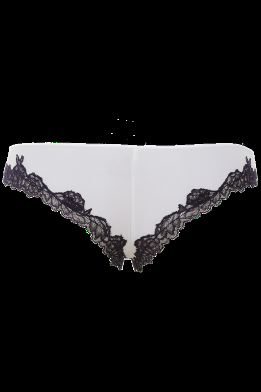 LINGERIE Bangalore String Brazilian cut in Off-Weiß mit navyfarbener Spitze 2025