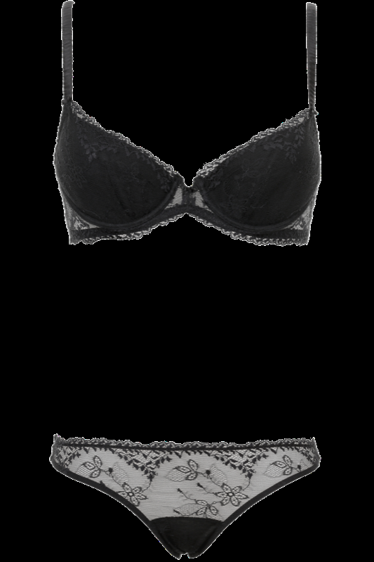 LINGERIE Akita gefütterte drei-viertel Schale aus Spitze in Schwarz Verkauf
