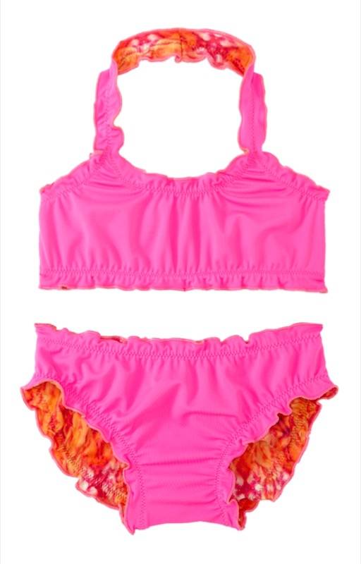 KINDER Girls Clara Triangle Bikini Coral Print Nur noch ein Tag übrig