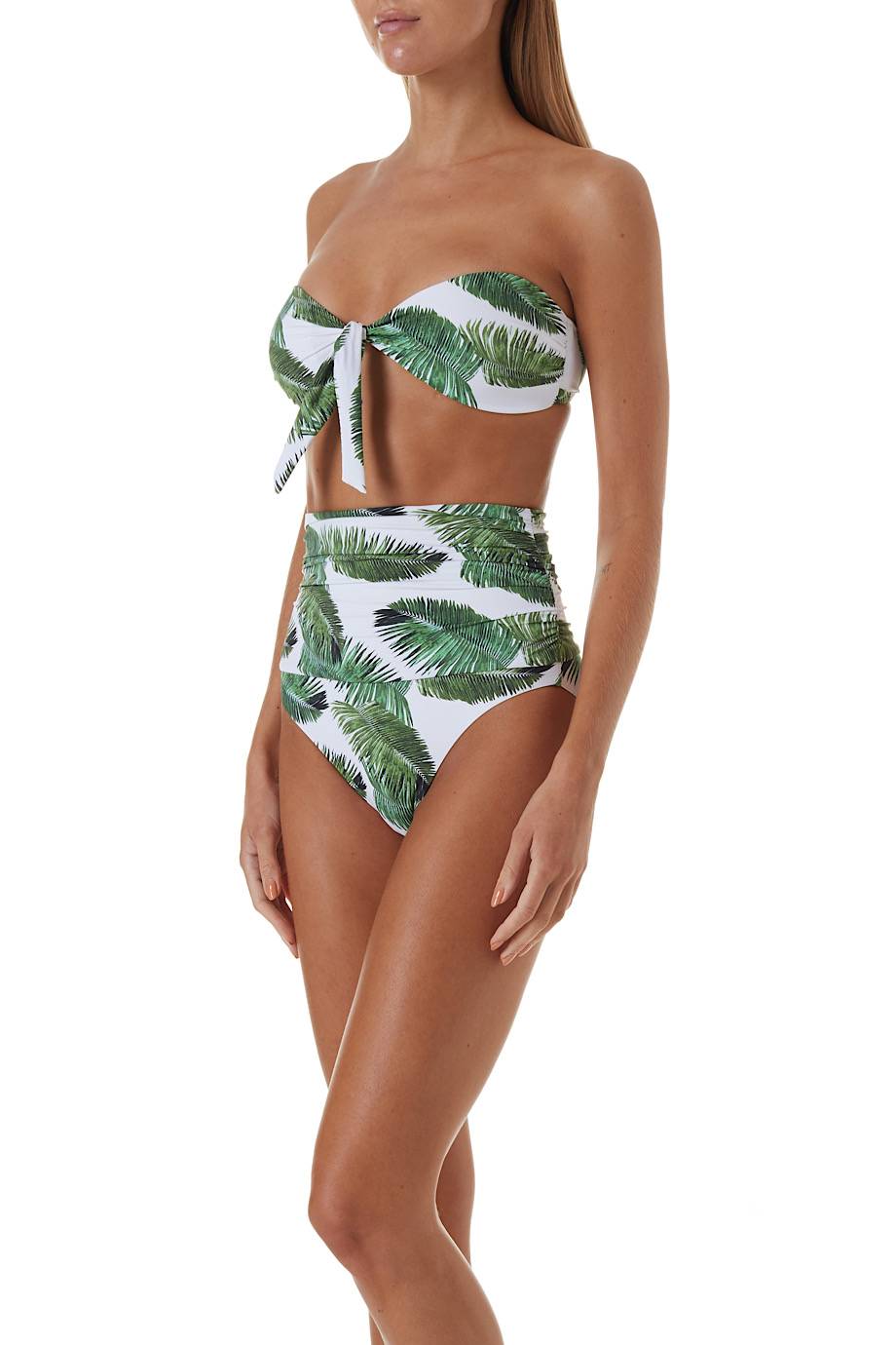 SALE Caribe Padded Bandeau Bikini Palm White Großer Ausverkauf
