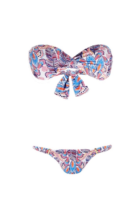 SALE Martinique Padded Bandeau Bikini mit Feder-Print Exklusivangebot