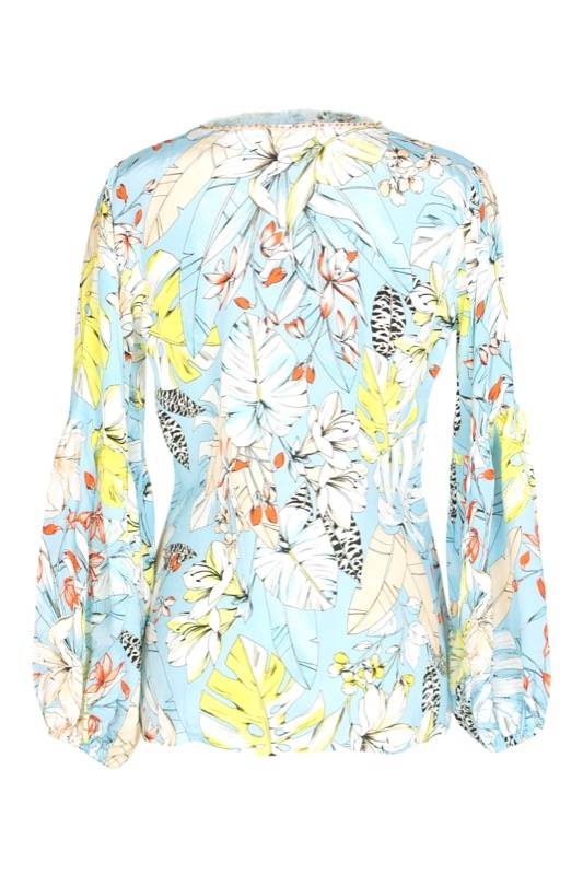 SALE Florale Bluse hellblau zollfrei
