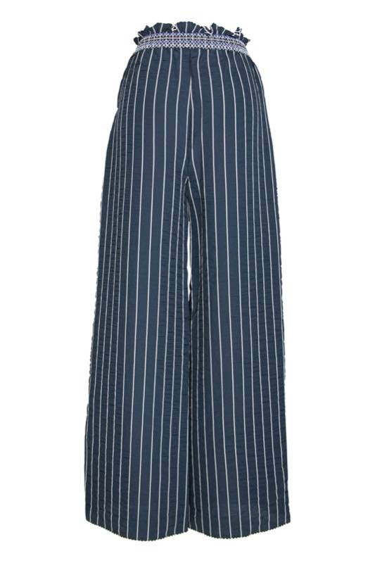 SALE Gesmokte Hose mit Schlitz in dunkelblau Blitzverkäufe