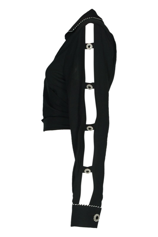 SALE Piped Luxe Wickelbluse schwarz Limitierter Zeitrabatt