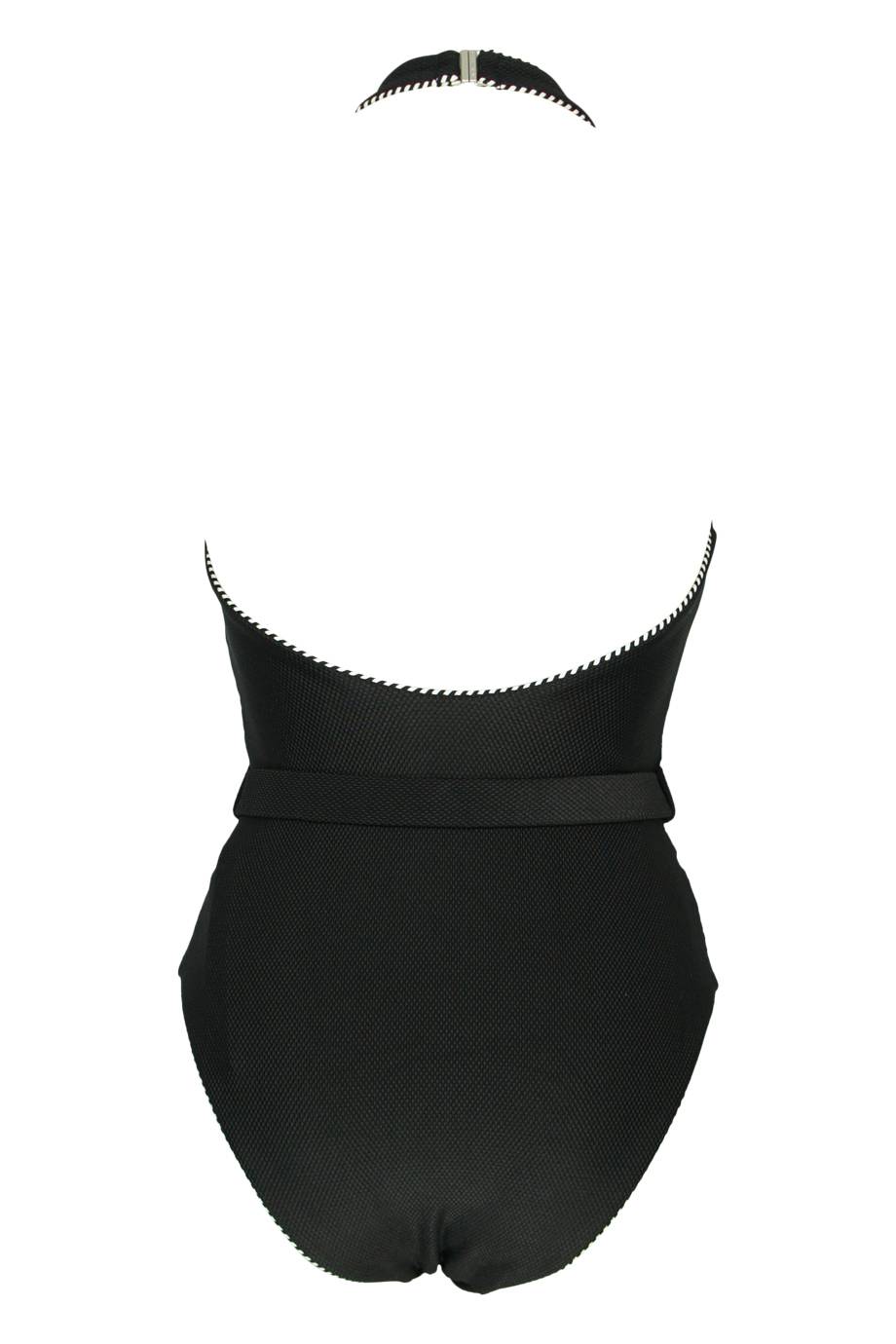 SALE Piped Luxe Badeanzug mit Gürtel schwarz Muttertagsangebot
