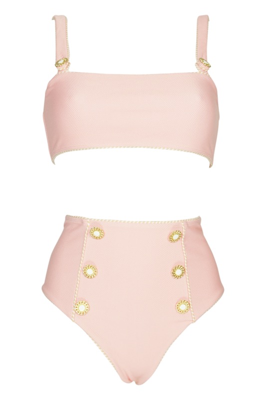 SALE Piped Luxe Strap Bikini Rosa Valentinstagsangebot