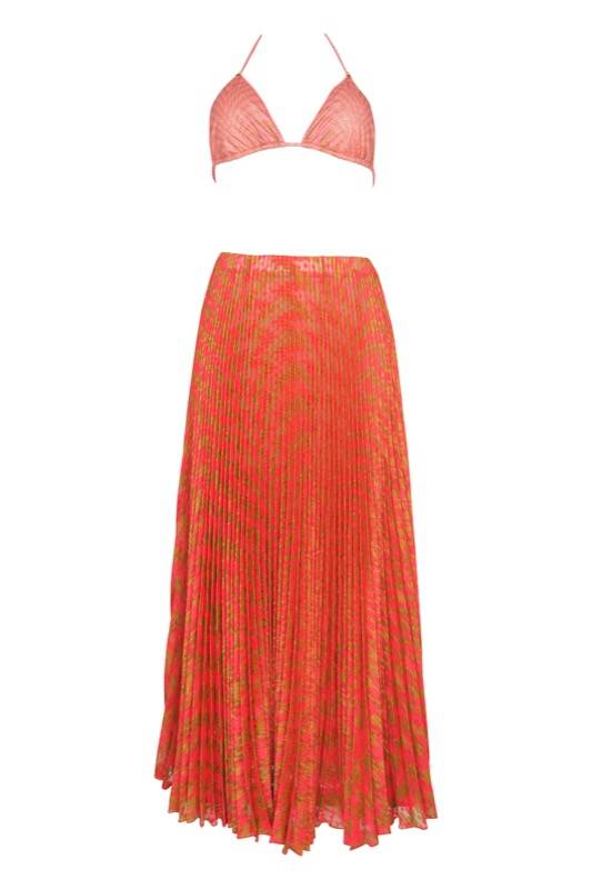SALE Plissé Rock mit geometrichem Muster Lagerräumung
