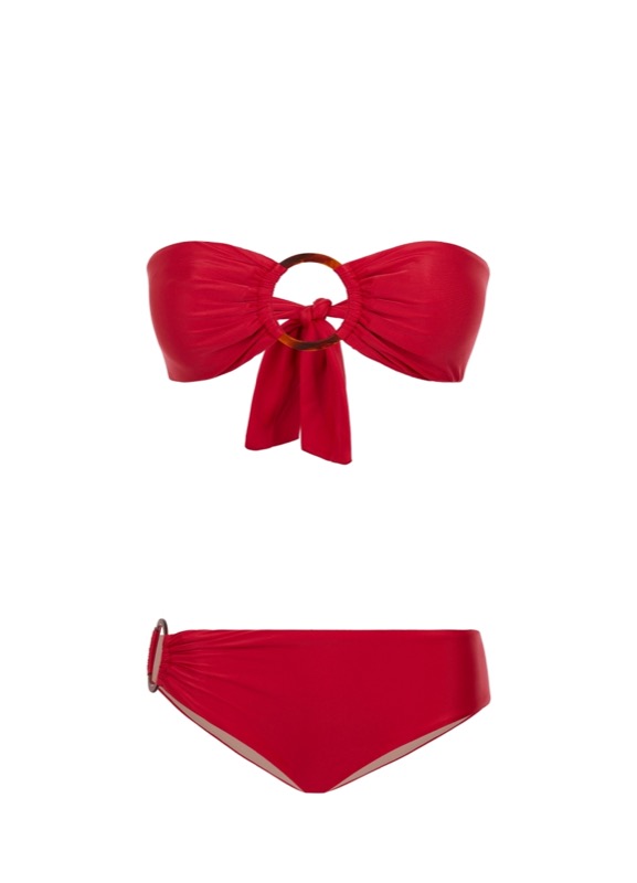 SALE Padded Bandeau Bikini mit Ringen in rot Kauf eins, bekomm eins gratis