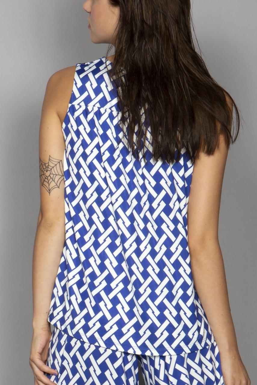 Marivie Superduper geometric lines blue Oberteil Riesige Rabatte