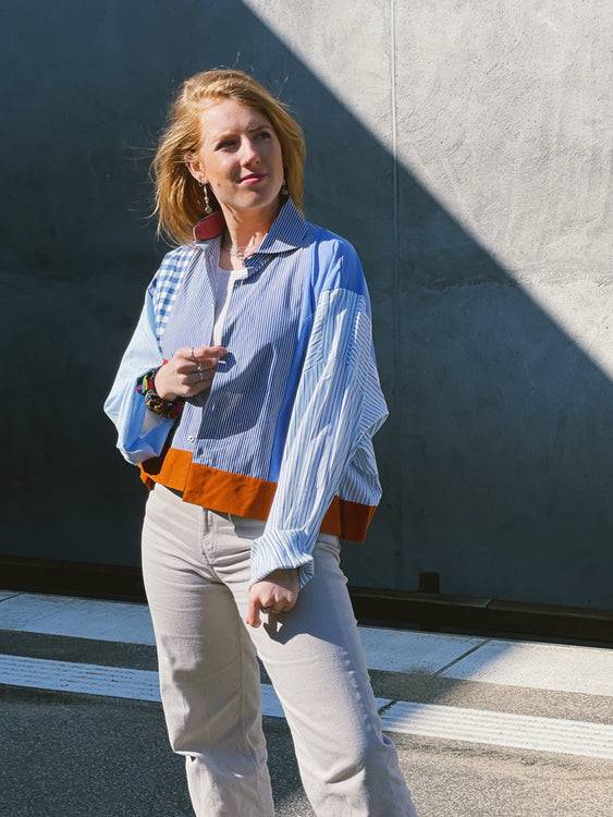 Nonoi Studio Blouson // Blau + Orange // Onesize Lagerräumung