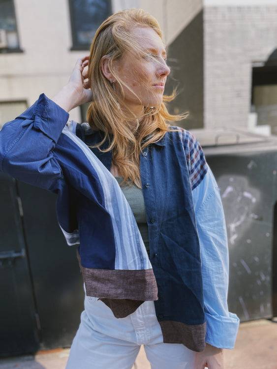 Nonoi Studio Blouson // Blau + Braun // Onesize Große Rabatte