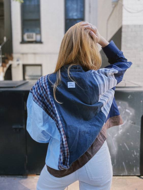 Nonoi Studio Blouson // Blau + Braun // Onesize Große Rabatte